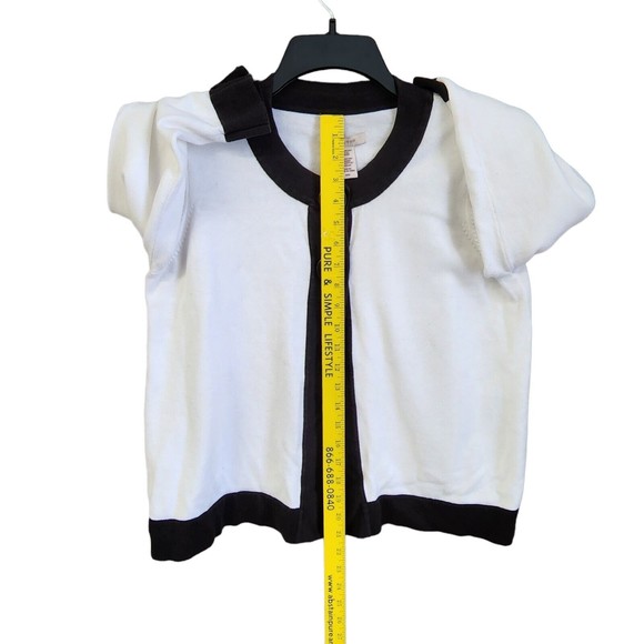 COVINGTON Women's 3/4 Sleeve 2 Button Front Cardigan Sweater Size M White Black - Picture 5 of 6